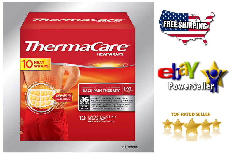 Thermacare Lower Back & Hip L/xl, 10 Heatwraps New In Box