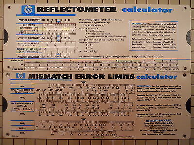 Microwave Reflectometer Mismatch Error Limits Slide Rule Calculator Hp/ Keysight
