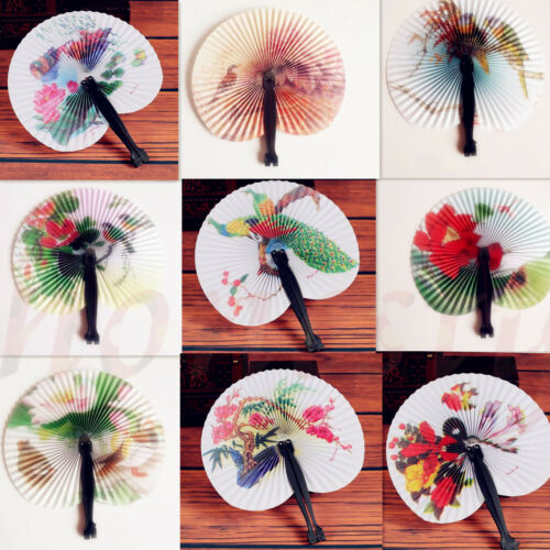 Chinese Paper Folding Hand Fan Oriental Floral Fancy Party Wedding Favors Gifts