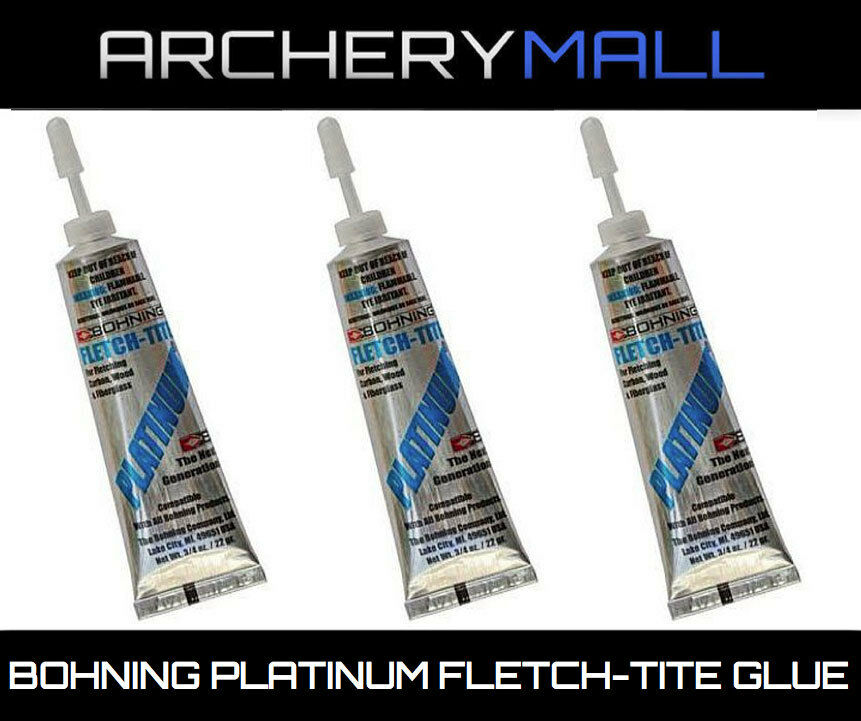 3 Pack Of Bohning Fletch Tite Platinum Adhesive 3/4oz Tube Glue Arrow