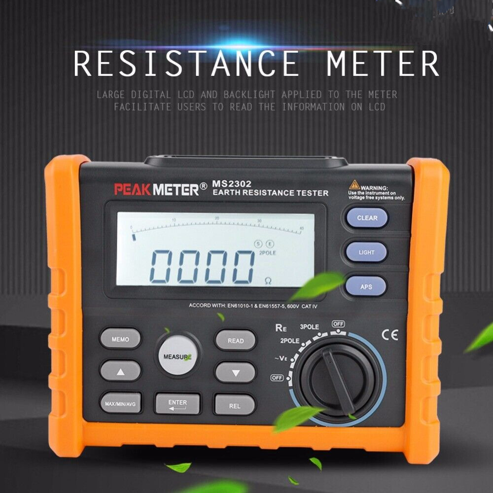 Digital Insulation Megger Earth Resistance Voltage Tester 0-4kΩ Ms2302 New 1x