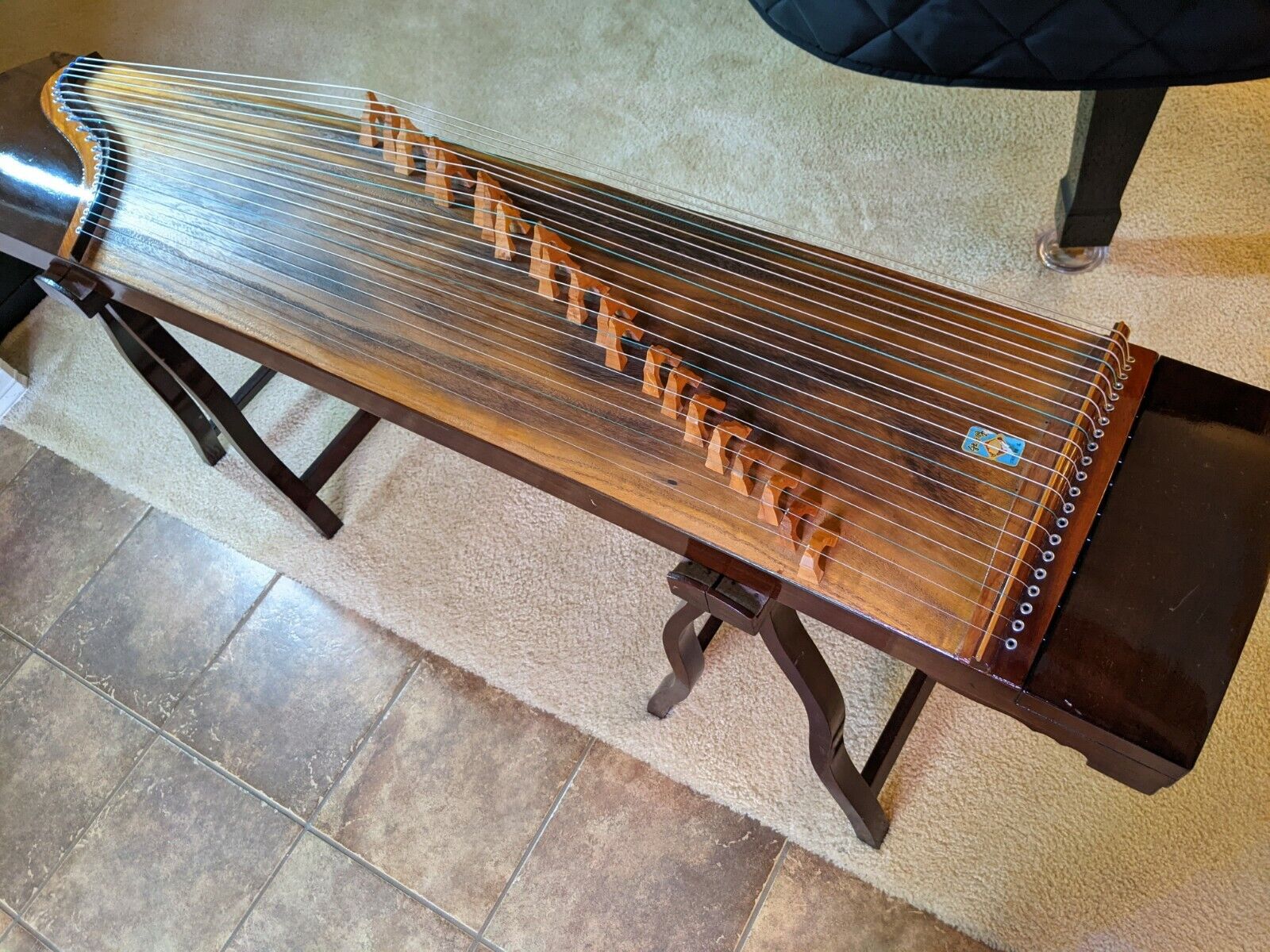 64" 21-string Guzheng, Chinese Zither Harp Instrument With Storage Case & Stands