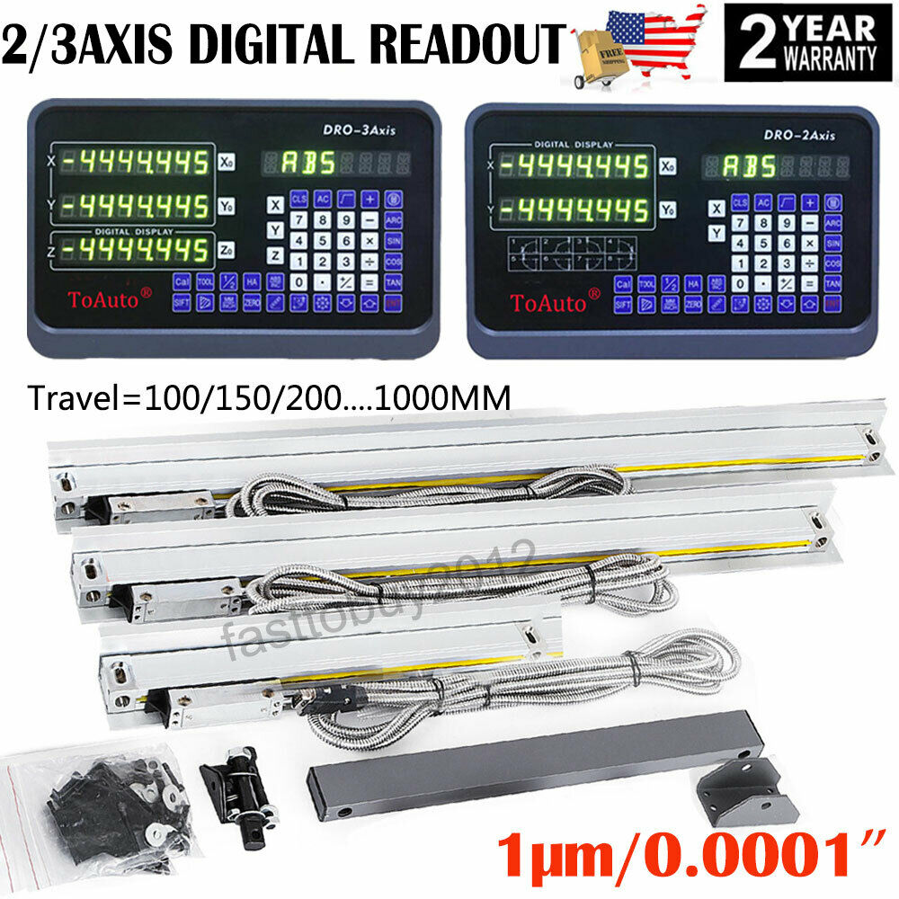 Linear Scale 2/3 Axis Digital Readout Dro 1μm Ttl Glass Encoder For Mill Lathe