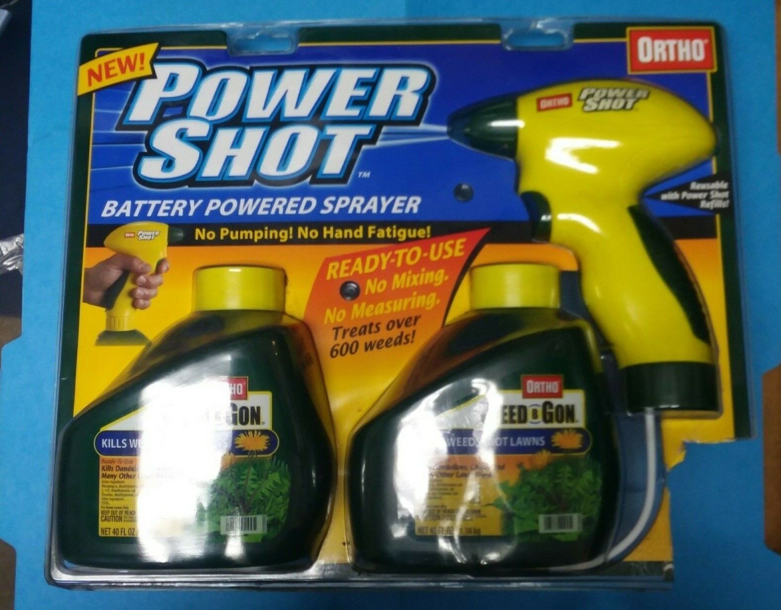 Nos Ortho Power Shot Battery Powered Sprayer Includes 2 - 40oz Weed B Gone